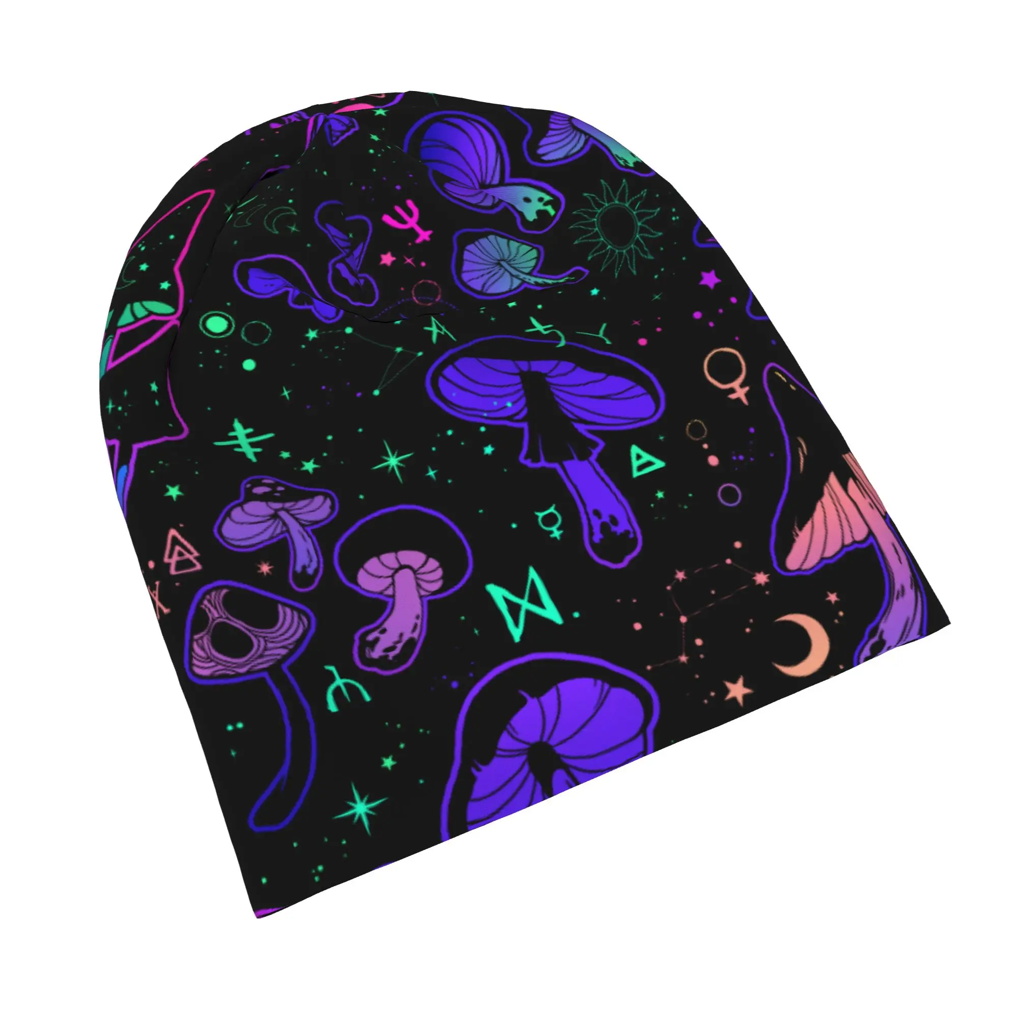 Magic Mushrooms Bonnet Hat Autumn Winter Outdoor Occult Skullies Beanies Hat Unisex Warm Head Wrap Caps