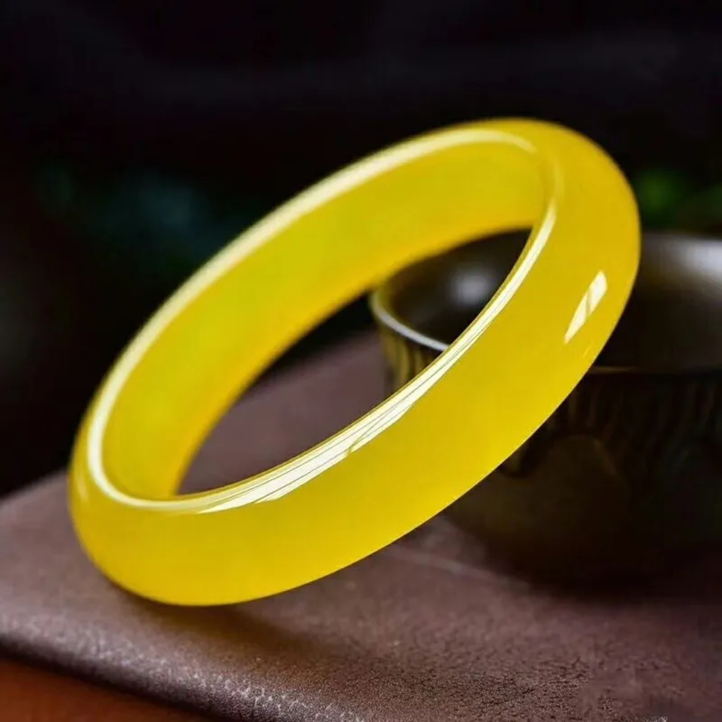 

New Natural Brazilian Agate Jade Bracelet Yellow Chalcedony Boutique Fashion Bangle Jewelry Gift Wild Accessories