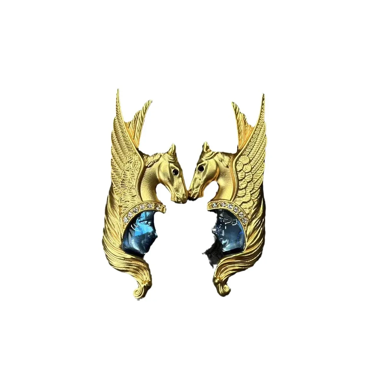 New Trend Vintage European and American Style Retro Elegant Niche Exquisite Craft Double Horse Human Face Exaggerated Design 202