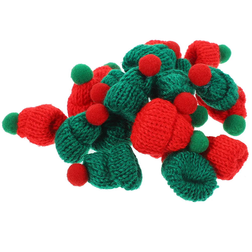 

100Pcs Mini Christmas Knitting Hats Small Wool Yarn Decoration DIY Craft Xmas Accessories Mini Christmas Knit Hat
