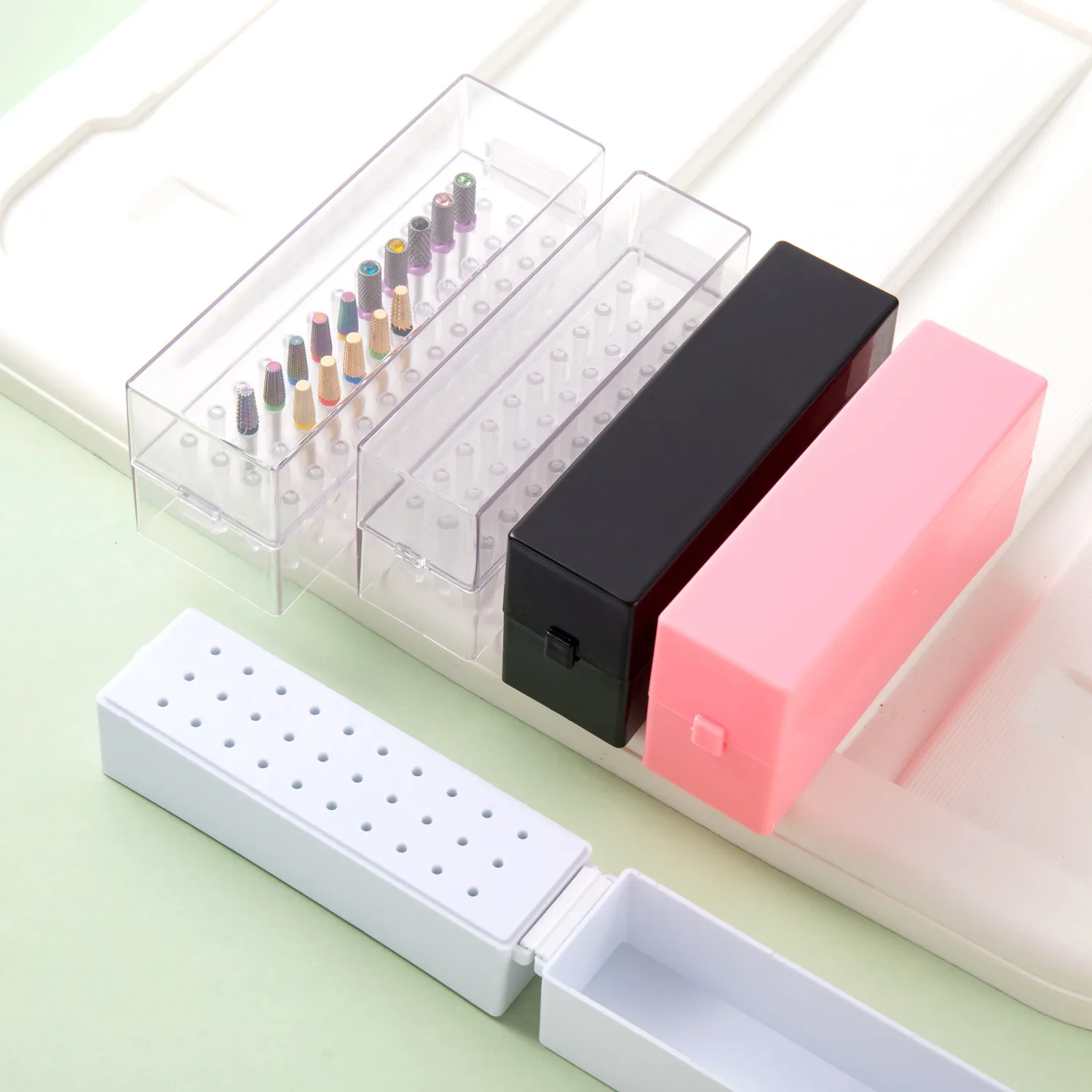 Transparent 30holes Nail Drill Bits Storage Box Manicure Milling Cutter Holder Nail Drill Display Stand Showing Shelf Nail Tools image 4