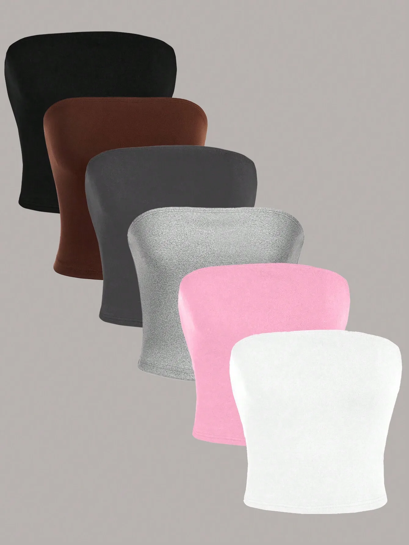 

6 шт. женских минималистичных топов-бандо – повседневные летние облегающие укороченные топы для образов