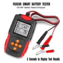 FOXSUR-Testador de Bateria para Molhado, GEL, SLA, Inundado, EFB, Chumbo-Ácido, AGM, Analisador de Bateria, Ferramenta de Teste Digital, 12V, 24V