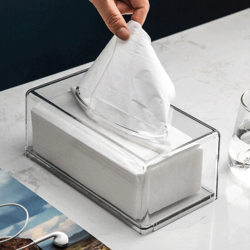 New Clear Acrylic Tissue Box Holder Tissue Dispenser Napkin Holder Car Home Office Desktop Tissue Storage Box Organizer image 4