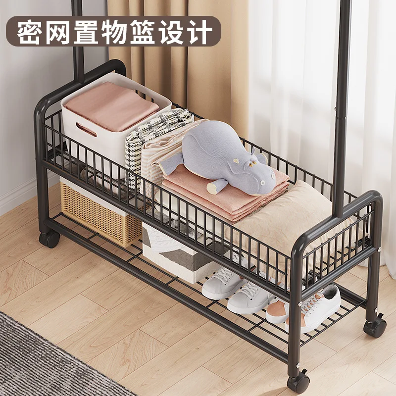 Movable Clothes Rack Floor Hanger Stand Storage Wardrobe Hat Stand Storage Box Bedroom Furniture perchero de pie Coat Rack Hook