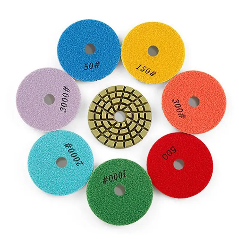 7PCS 100mm/4inch Thickened Diamond Floor Polishing Pad Resin Bond Diamond Concrete Sanding Discs for Terrazzo Stone Renew Pads