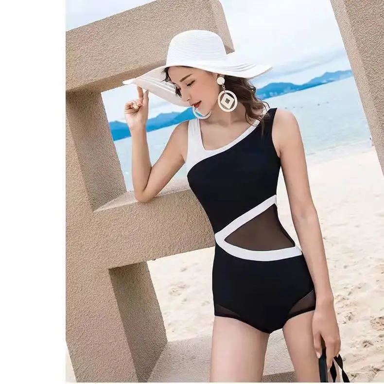 Verano 2025, nuevo traje de baño deportivo profesional conservador que cubre el vientre y adelgaza, estilo Ins, moda de primavera caliente, traje de baño de una pieza