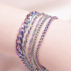 Simple Korea Trendy Rainbow Chain Bracelet Stainless Steel Bracelets For Women Men Accessories Never Fade Wrist Jewelry Pulseras