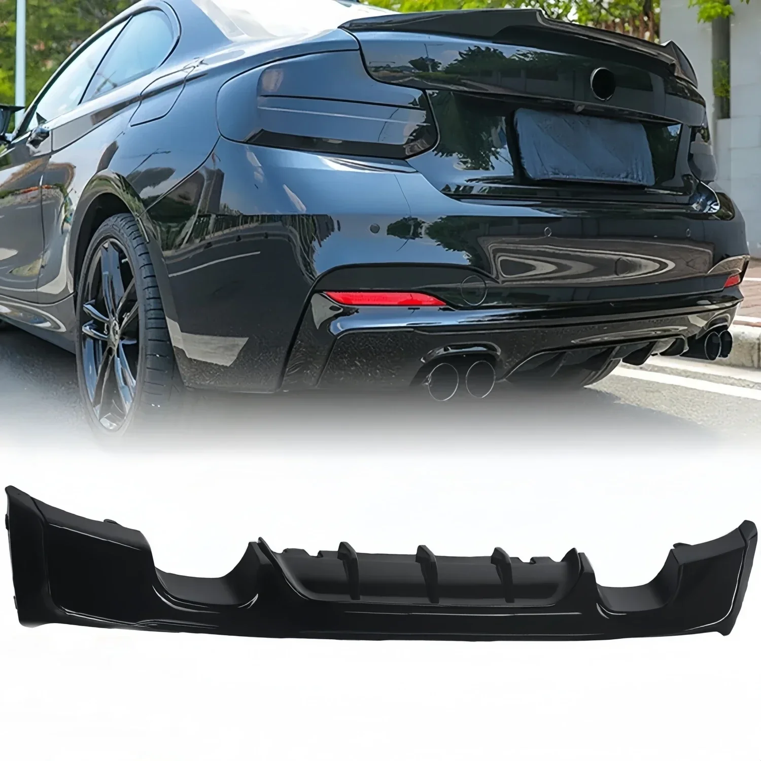 Performance Style Gloss Black Rear Bumper Diffuser Splitter For Bmw F22 F23 2 Series 230i M235i M240i 2014-2021 Tuning Bodykits