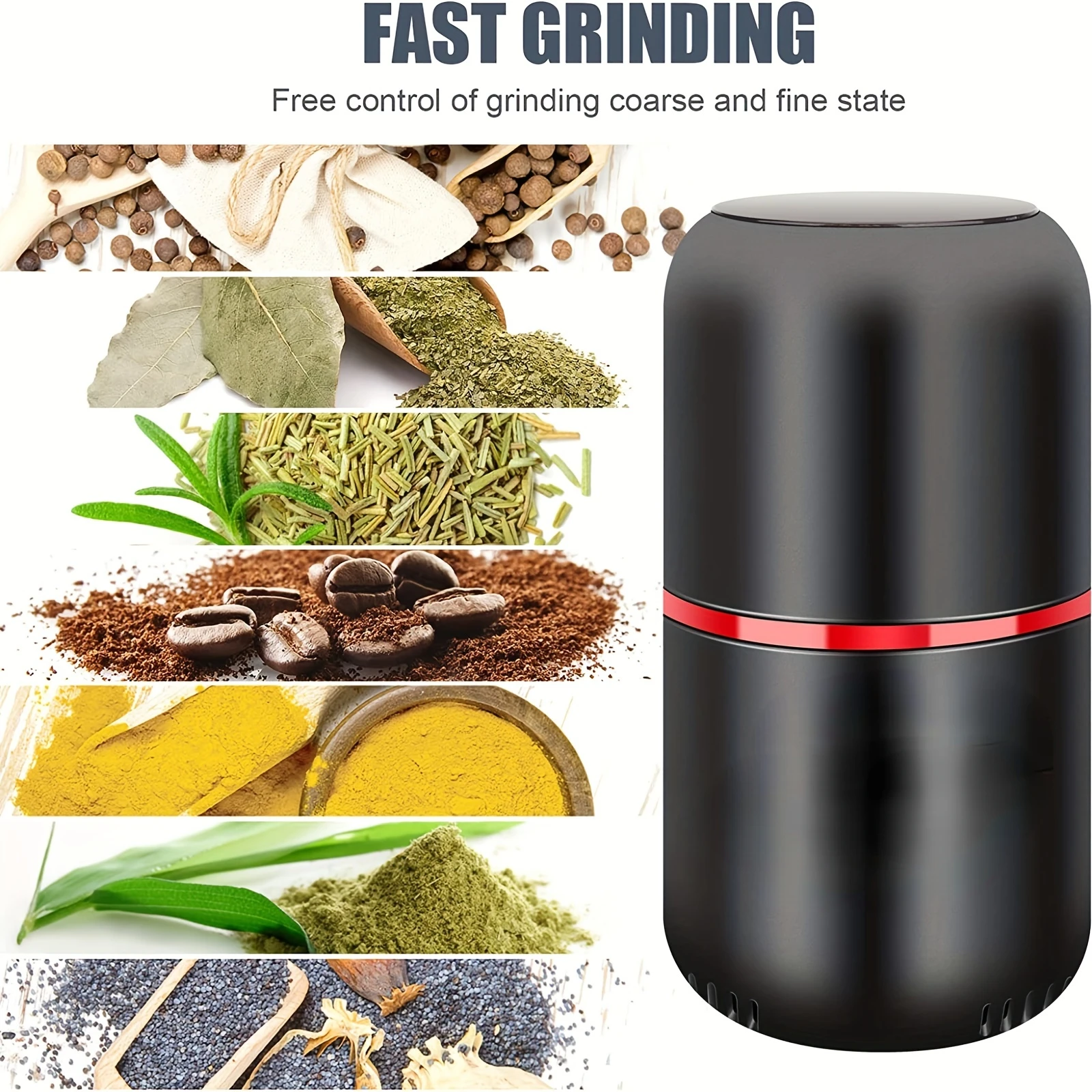 

120g High-Powered Electric Spice Grinder - Effortless Fast Grinding for Coffee, Nuts, Spices & Flower Buds, Includes Convenient