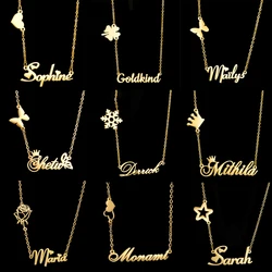 Sifisrri Personalized Custom Name Necklace Heart Butterfly Pendant Stainless Steel for Women Choker Chains Unisex Jewelry Gift