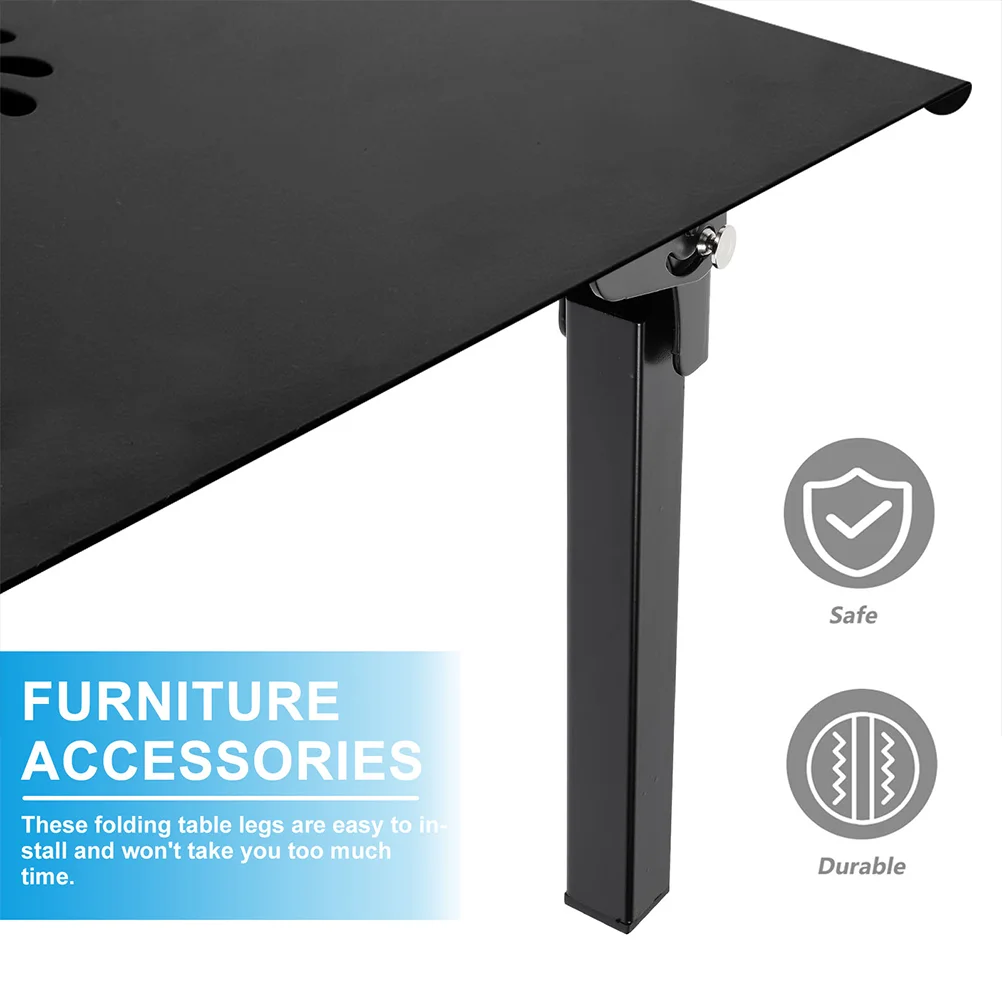 4 Pcs Square Tube Base Computer Table for Bed Desk Leg Small Legs Support Adjustable Computer Iron Accessories Furniture Folding