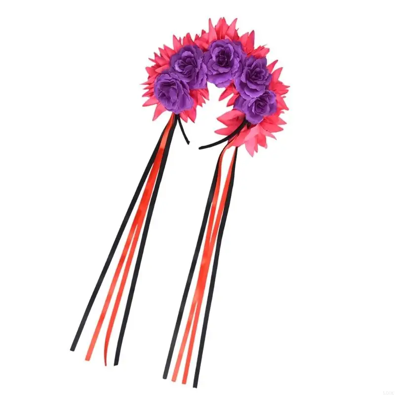 

Elegant False Flower Hair Accessory With Adjustable Band For Halloween Celebrations And Themed Gatherings Y166