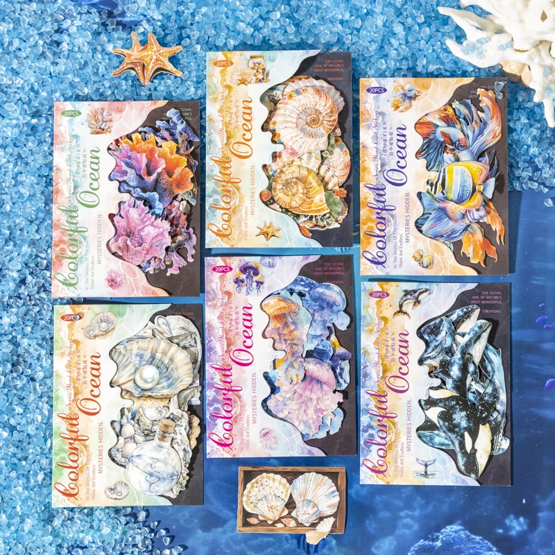 

12 упаковок/лот, красочные океанские серии, милые ретро декоративные наклейки для домашних животных
