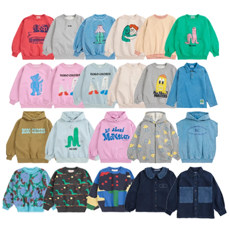 2026 NEW Autumn Winter KIDS Round-neck Printed Sweatshirt Korean Boy and Girl Fashion Hooded Sweatshirt Children's Denim Top