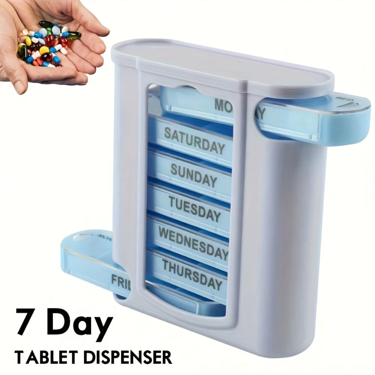 7 Day Weekly Pill Organizer Tablet Medicine Holder Dispenser  Case Rack Stand 2-Pack