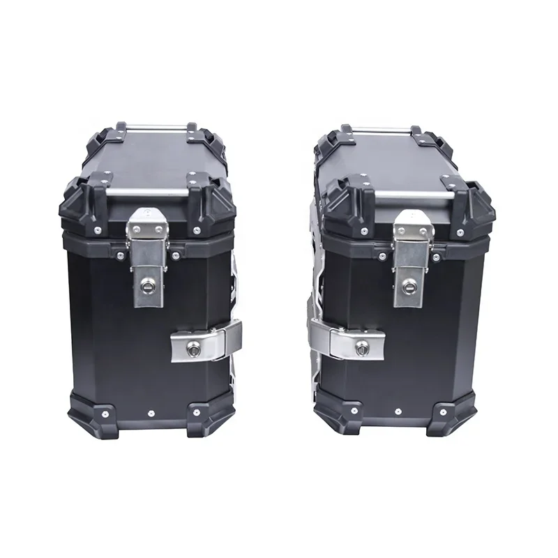 Custom X Design 38L Black Luggage Trunk Side Case Universal Aluminium Alloy Side Box Motorcycle Saddle Boxes