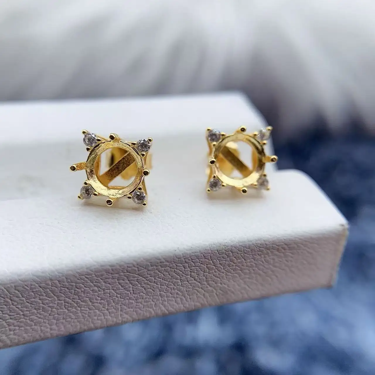 MeiBaPJ Inlay 3/4/5/6mm Round Stone Womens Earrings Settings S925 Sterling Silver Zircon Classic Jewelry Free delivery Wholesale