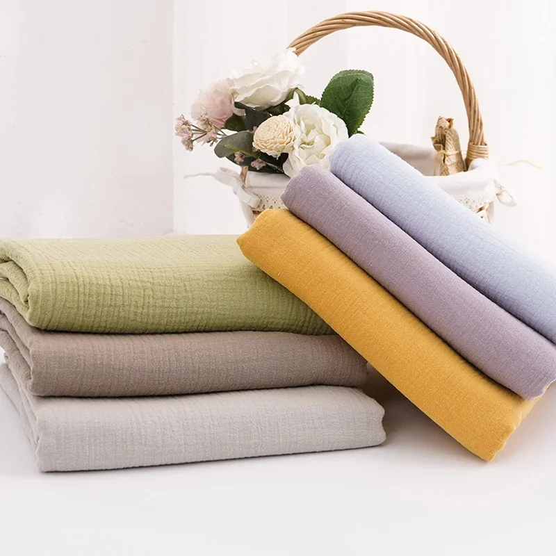 Tela de gasa de doble capa de algodón puro de 135x50/500cm para coser toallas de baño de bebé, mantas, pijamas, tela de costura DIY hecha a mano