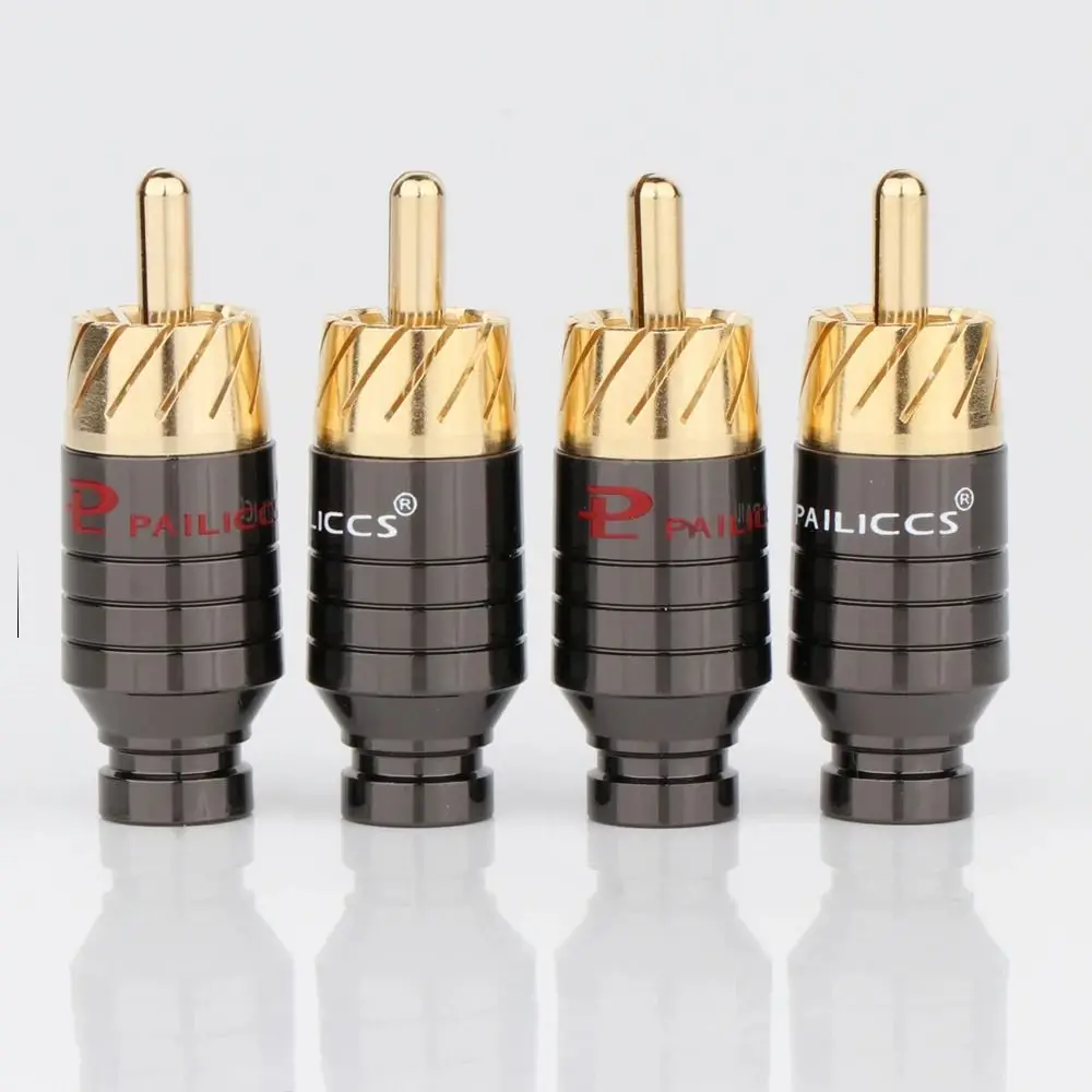 2Pcs New Gold Plated Earphone Connector Jack Soldering AV Plug Speaker Audio Connector Luxury RCA Lotus Headphone Jack