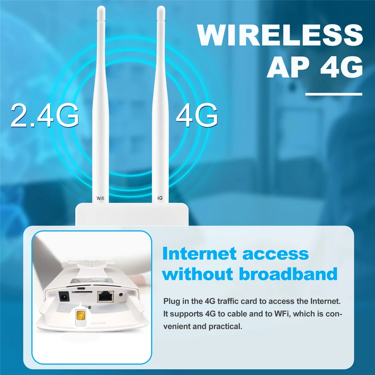 4G LTE Wireless AP Wifi Router Hotspots CAT4 Outdoor LAN WAN SMA Antenna SIM Card Slot Unlock Modem Cpe Broadband