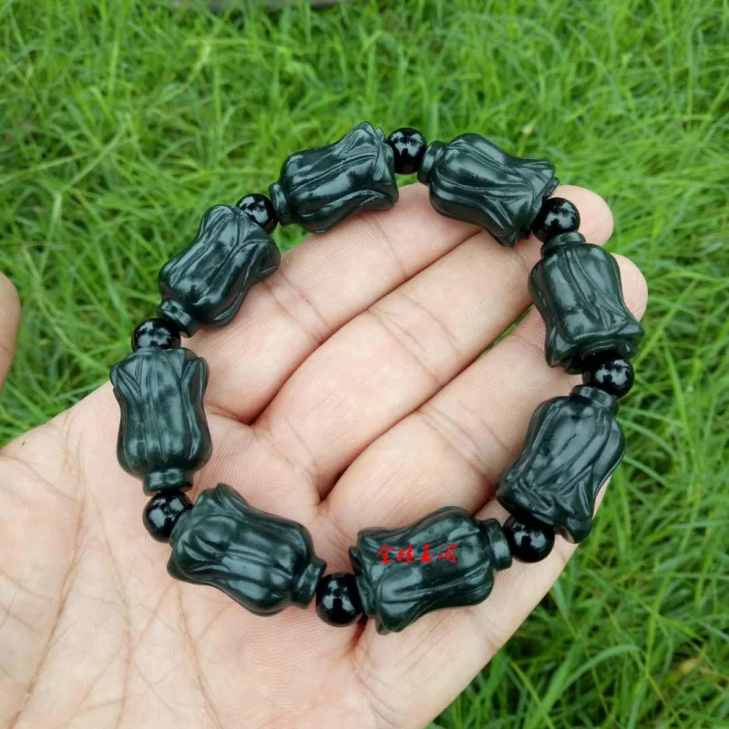 Exquisite a Goods Hetian Gray Jade Cabbage Enrichment as Right as Rain Bracelet Wholesale