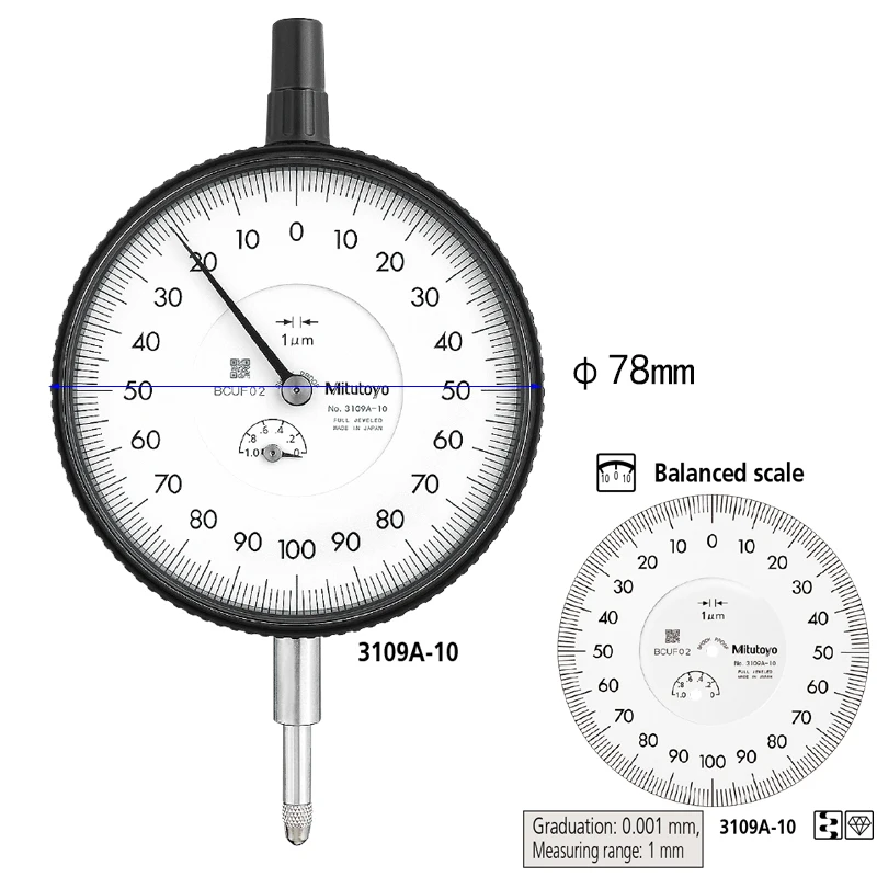 Imagem -04 - Disque Cabeça Indicador do Calibre tipo do Ponteiro Ponteiro 0.01 mm 0.0013046 3047 3050 3052 3058 3060 3109a10 4046 10 20 30 50 80 100 Milímetros