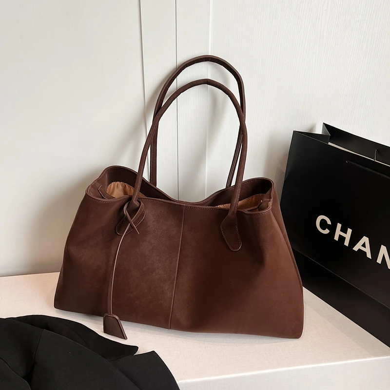 Faux Suede Solid Color High Quality Fashionable Versatile Handbag 2025 Women's Product Hot Selling  Large Capacity Shoulder Bag