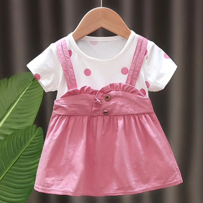 Summer Baby Girl Dress Children Clothes Short Sleeve Dot Princess Dress Casual A-Line Kid Girl Dress Infant Outfit Toddle A1007