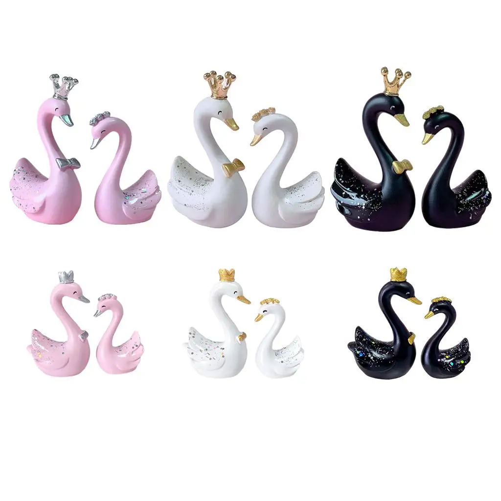 Resin Swan Standing Statue Sculpture Artwork Novelty Garden Car Decoration