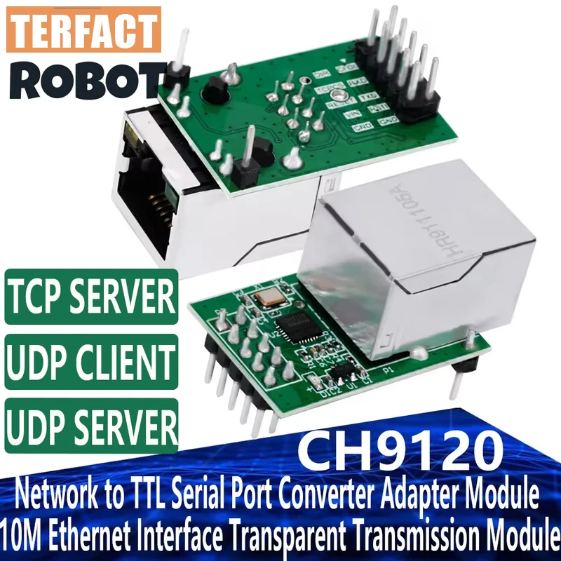 CH9120 DC 3.3V Network to TTL Serial Port Converter Adapter Module 10M Ethernet Interface Transparent Transmission Module