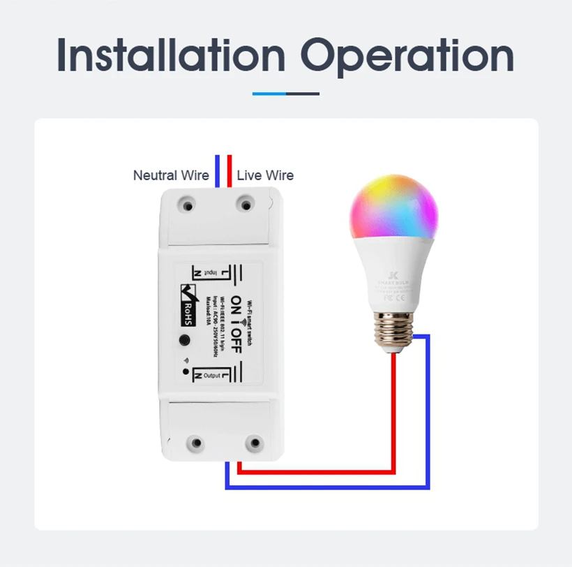 コネクテッドホーム用のWifiライトスイッチ,リレーモジュール,アプリケーション付き,DIY,alice,alexa,Google,smartThings,smart Home,10a