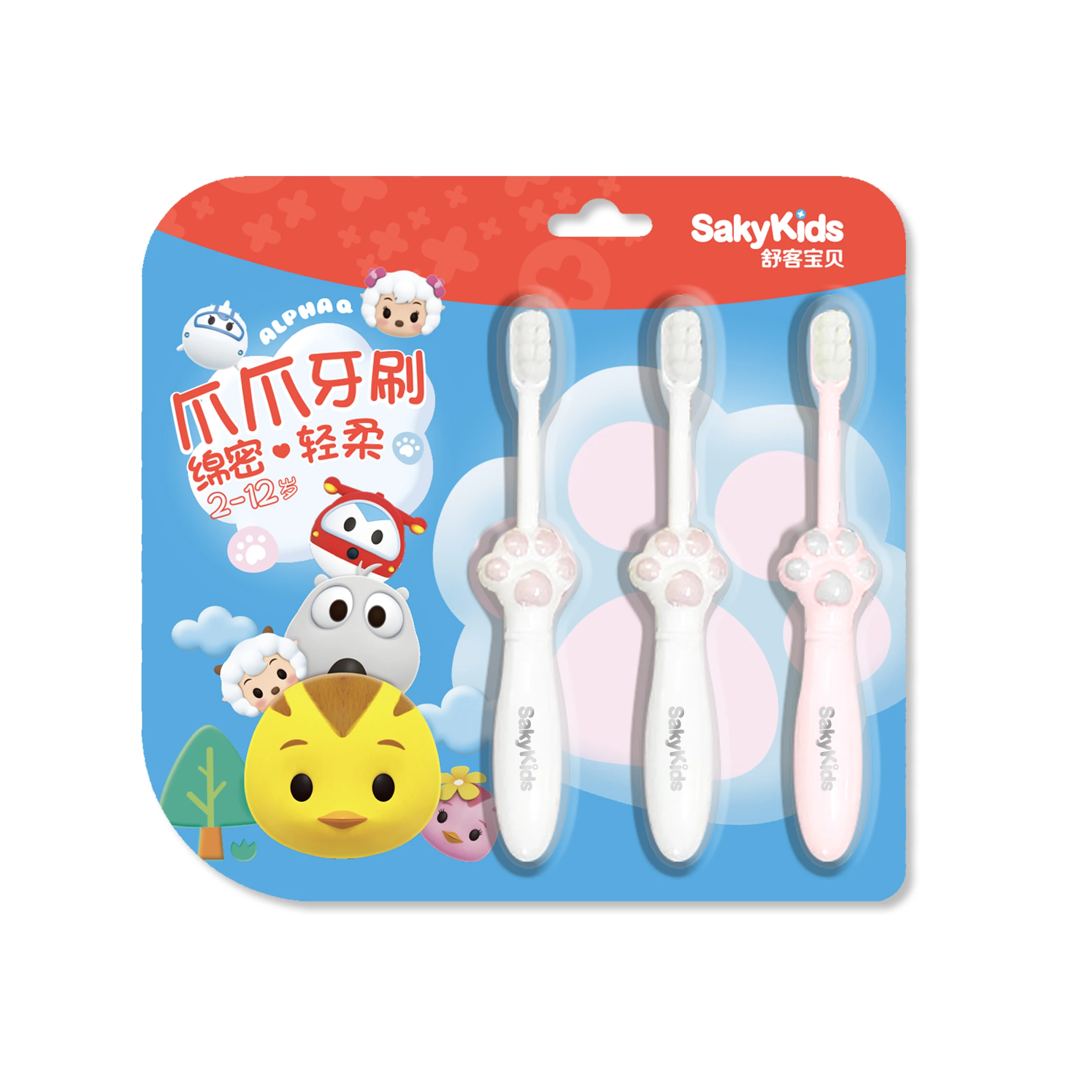 Baby Toothbrush with Dense, Soft Bristles, Cute Cartoon Paw Design for Babies Aged 0-2-6-12 Years