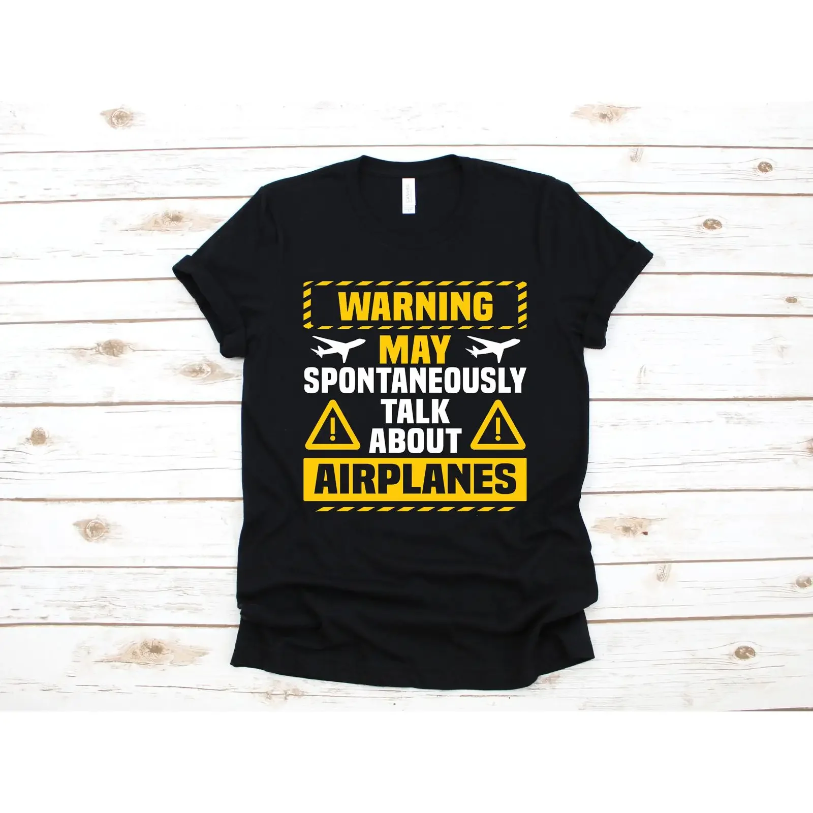 Warning May Spontaneously Talk About Airplanes Funny T Shirt Aviation Pilot Casual Plane Enthusiast Apparel vintage Washed