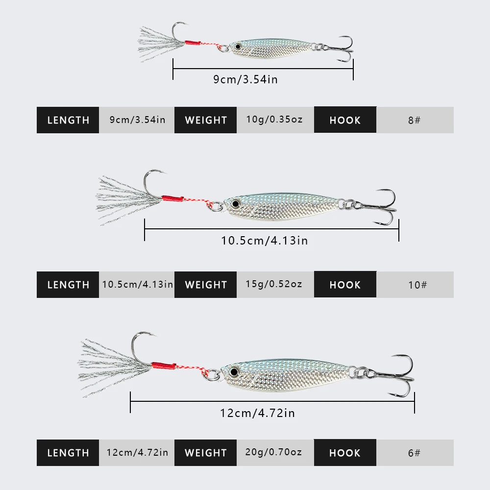 5 Stück 10g/15g/20g Metall-Jig-Angelköder-Set - Künstliche Barschköder, Forellen-Jigging-Köder für Süßwasser- und Salzwasserangeln – Detail 6