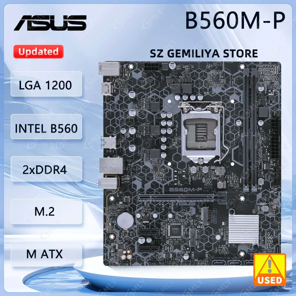 

ASUS B560M-P Motherboard intel B560 LGA1200 DDR4 M.2 support Core i3-10100F Core i3-10300 Core i5-11500 Core i7-10700 cpu