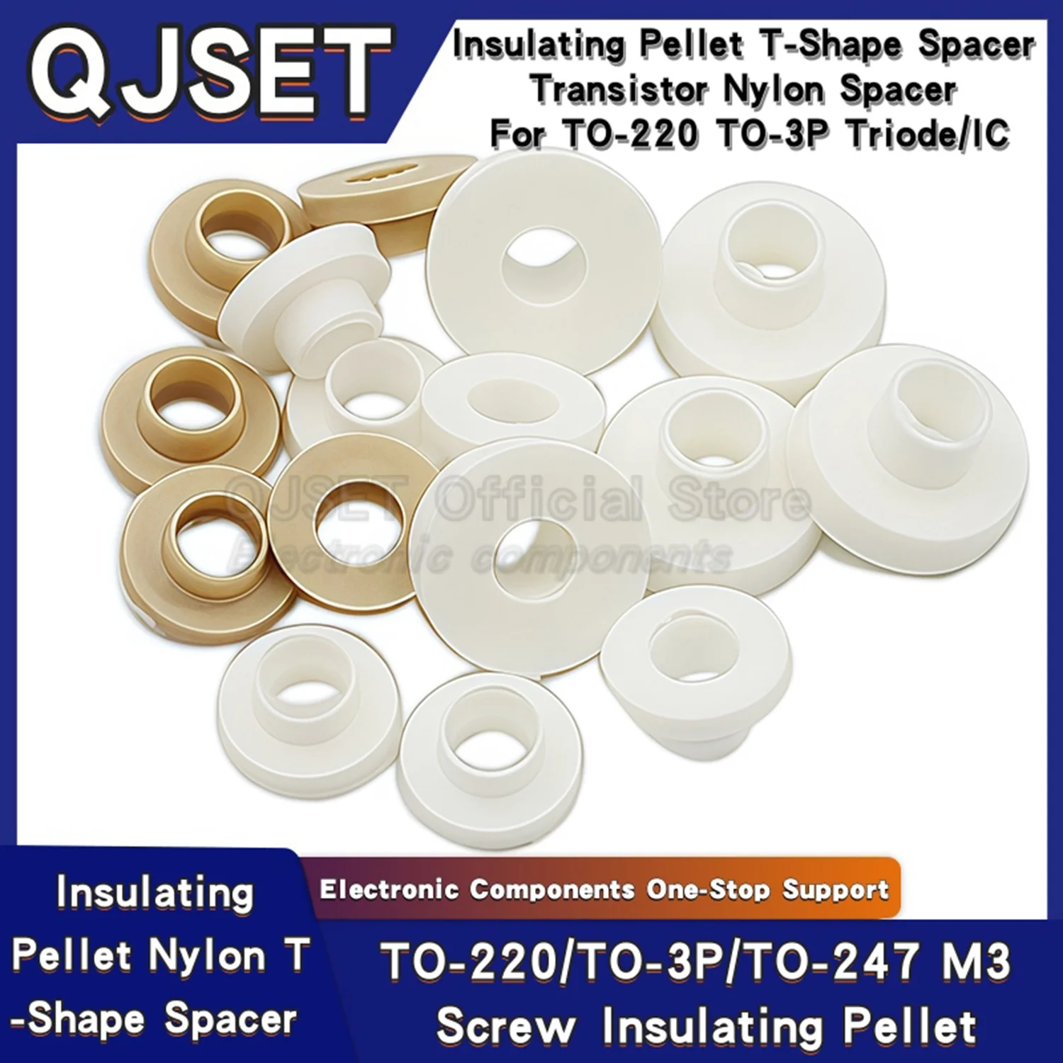 

100pcs Insulation grain TO-220 TO-3p TO-247 triode special M3 screw insulating ring washer cap t-type transistor gasket nylon3mm