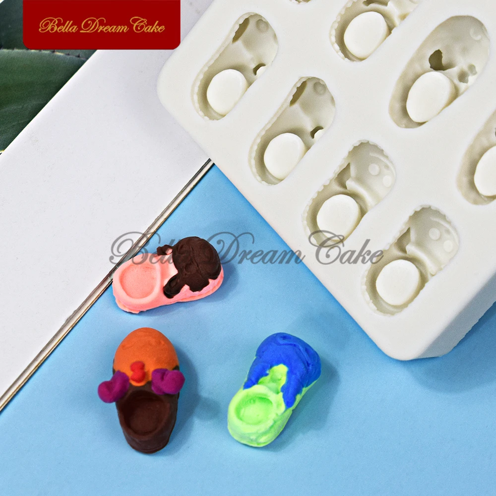 3D Cartoon Animals Baby Shoes Design Silicone Mold Fondant Chocolate Topper Mould DIY Clay Model Cake Decorating Tools Bakeware