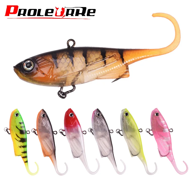 1Pcs VIB Silicone Soft Lure Sinking Glass Vibration Tail Noise Chamber Crank Hooks Jig Wobblers Artificial Bait Sea Bass Tackle