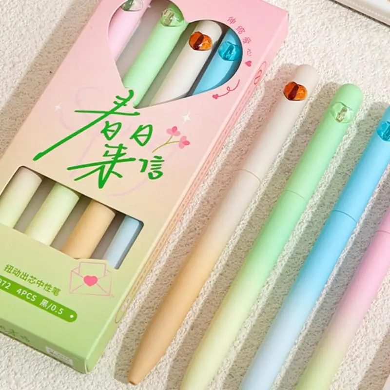 

4Pcs Funny Gel Pen Quick Drying Twist Action Gel Pen 0.5MM Tip Comfortable Grip Smooth to Write for Writing Journaling