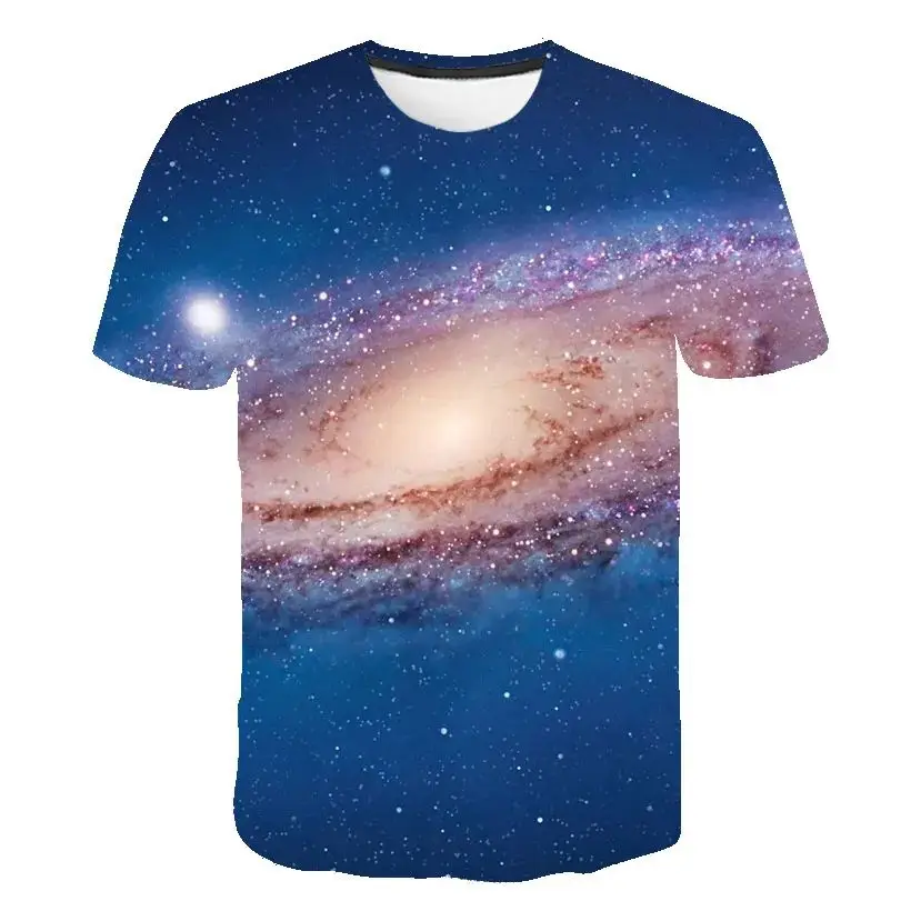 Men\'s 3d Printed Galaxy Star Landscape Pattern Harajuku Vintage Summer T-Shirt Fashion O Collar Short Sleeve Plus Size Top