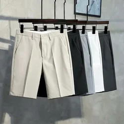 Men Summer Shorts Korean Fashion Business Shorts Casual Chino Shorts Office Trousers Cool Breathable Summer Clothing Solid Color