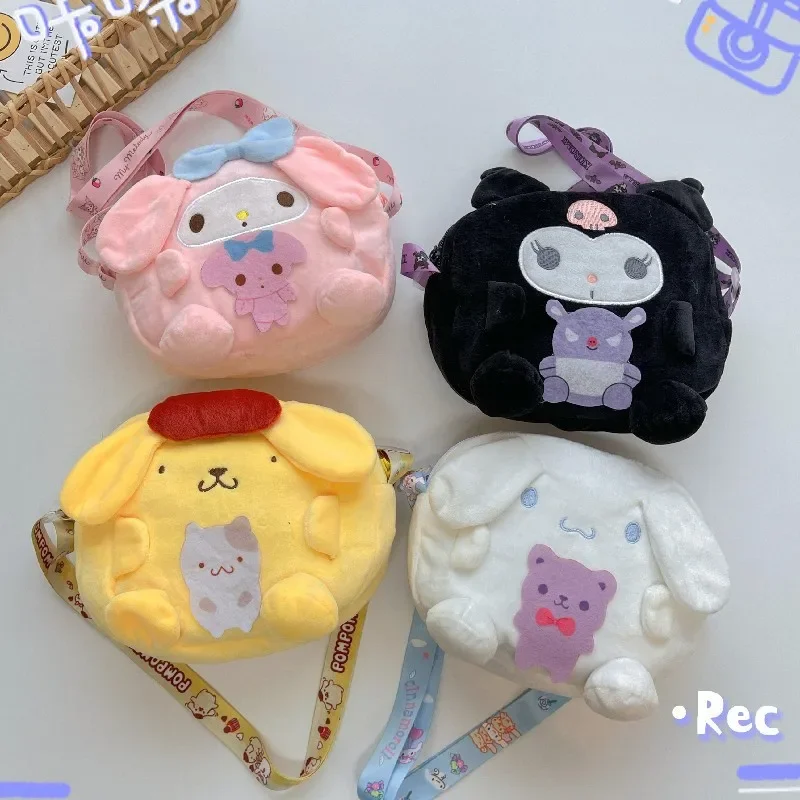 

Sanrio Melody Cinnamoroll Purin Plush Bag Kawaii Anime Handbags Cartoon Messenger Bag Soft Stuffed Satchel Birthday Gift For Kid