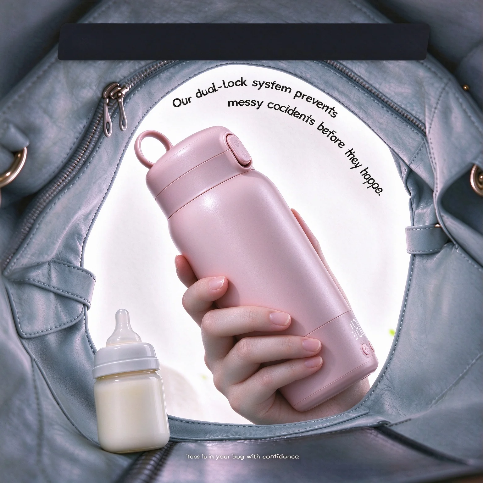 Baby Bottle Warmer 17oz Large Capacity Milk Warmer for Travel and Outdoor Fast Heating for Breast Milk & Formula & Water