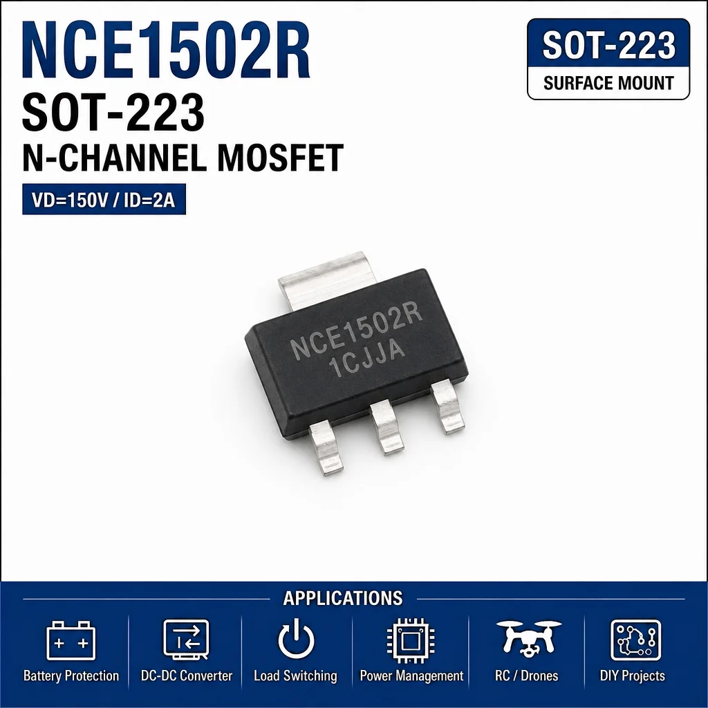 (100 Pcs) NCE1502R SOT-223-3L NCE1502R - N-Channel MOSFET 150V 2A 300mΩ