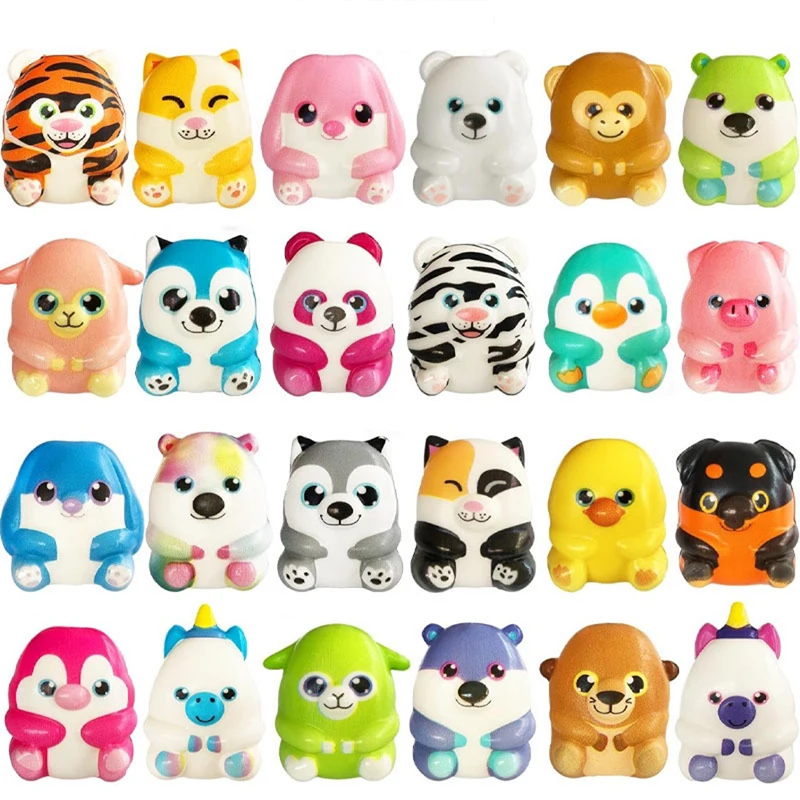 10Pcs/bag Cartoon Cute Slow Rebound Animal Soft Pinch Toys PU Funny Doll Children's Stress Relief Toys DIY Pendant Birthday Gift