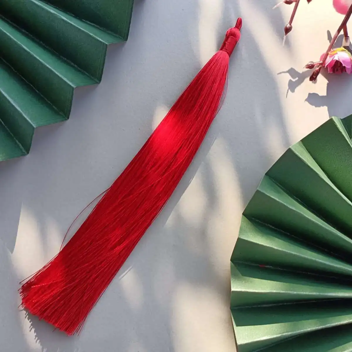 Estilo antiguo 20CM bucle de tracción Su poliéster punta Vertical nudo chino Hanfu Qipao accesorios de punta colgante