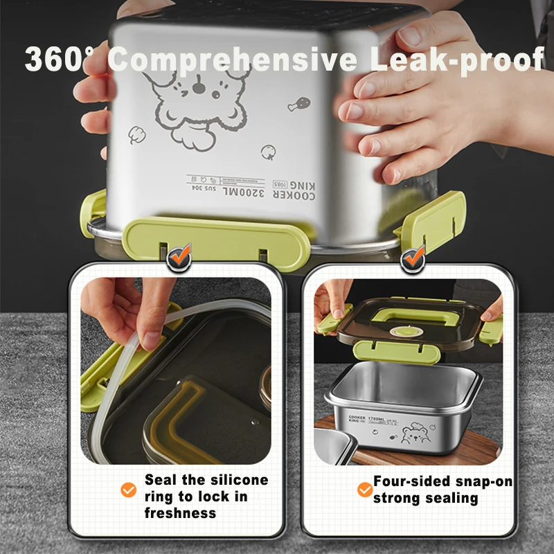 COOKER KING 420ml-6200ml Large Capacity Stainless Steel Food Storage Container, Fridge/Oven Safe, Lunch Box for Travel, Picnic view 2