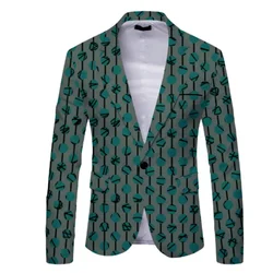 New men's checkered casual suit top printed jacket 1883