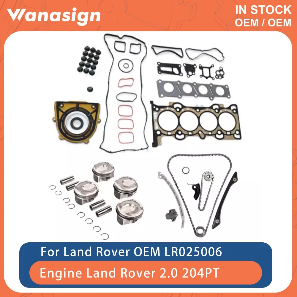 

Engine Head Gasket Set Timing Chain Kit & Piston Set Fit 2.0 T For Land Rover Discovery Sport AJ200 2.0T 204PT l4 GAS 12-18